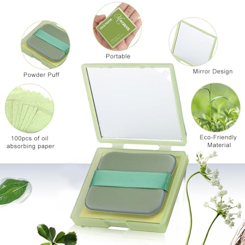 MAYCREATE® 300PCS Face Oil Blotting Paper for Oily Face, Natural Oil Absorbing Sheets for Face, Portable Bamboo Carbon Linen Face Wipes for Oily Skin, Built-in Mirror & Powder Puff Pad MAYCREATE® 300PCS Face Oil Blotting Paper for Oily Face, Natural Oil Absorbing Sheets for Face, Portable Bamboo Carbon Linen Face Wipes for Oily Skin, Built-in Mirror & Powder Puff Pad